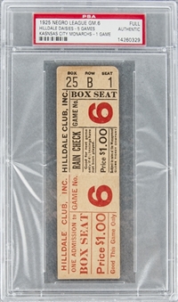 1925 Negro Leagues World Series Game 6 Ticket Stub (PSA/DNA Encapsulated)